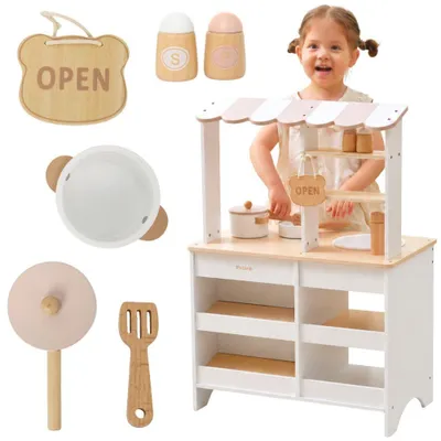 Image de Viga Polarb Support de cuisine en bois 2 en 1 pour accessoires de cuisine Blanc
