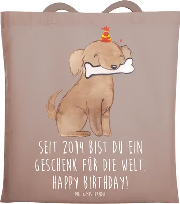 Produktbild von Mr. & Mrs. Panda Schultasche 2014 Geburtstag Geschenk - Braun Pastell - Jahrgangsgeburtstag, Happy Birthday, Tote Bag, Geburtstagsfeier, festival tasche, Alter, Shopping