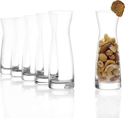 Obrázek produktu pro 100 ml I Skleněná karafa I Karafa na mléko I Vyrobeno z jemného křišťálového skla I Odolné proti nárazu a vhodné do myčky nádobí