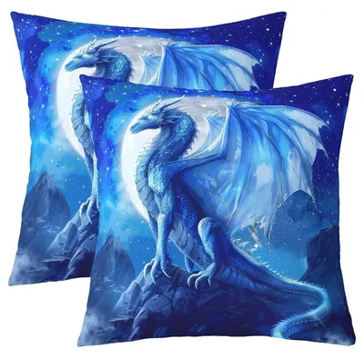 Zdjęcie produktu dla Zestaw 2 poszewek na poduszki, 40x40 cm, kolor niebieski i biały, wzór geometryczny, materiał: poliester