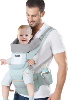 Produktbild von Famanu Tragehilfe für Neugeborene - Ergonomische Trage mit Hüftsitz in Grün