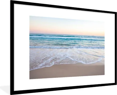 Produktbild von MuchoWow® MuchoWow® Gerahmtes Poster Strand - Meer - Pastell 90x60 cm - Poster mit zchwarzem Bilderrahmen - Wanddekoration - Fotos