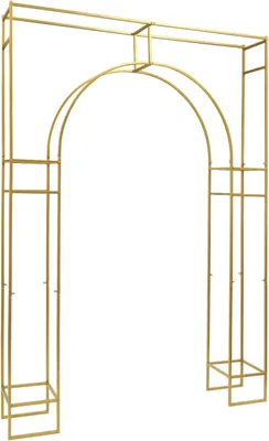 Zdjęcie produktu dla Łuk ślubny z winogronami – kwadratowy metalowy stojak w kształcie łuku balonowego – łuk ogrodowy – rama do dekoracji – 180×30×250 cm – złoty