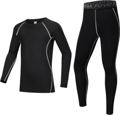 Produktbild von ASKSA Thermounterwaesche Set fuer Kinder Funktionsunterwaesche Jungen Atmungsaktiv Skiunterwaesche Sport Schnell Trockend Kinder Fussball Unterwaesche,A-Grau,24