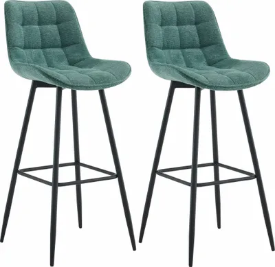 Produktbild von DELUKE® Barhocker 2er Set SYDNEY - Grün, Stoff | Barhocker mit Lehne Barstuhl Tresenhocker Tresenstuhl Kneipenhocker Kneipenstuhl