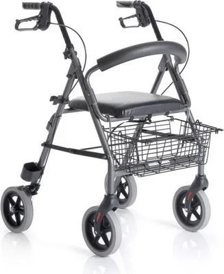 Productafbeelding van Moretti Rollator opvouwbaar - Lichtgewicht met zitting en rugleuning - Zwart/Zilver