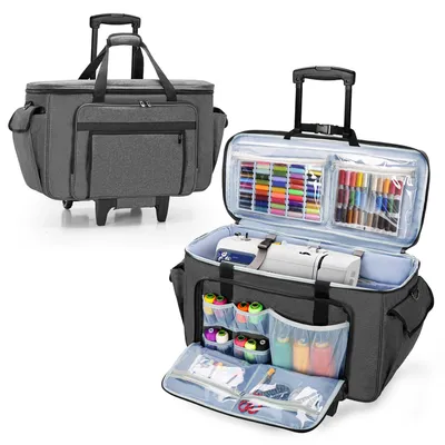 Rollbare Nähmaschinen-Tasche mit Bodenplatte, 55,9x22,9x30,5 cm, Grau