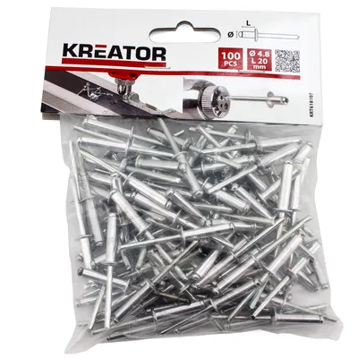 Produktbild von Kreator Blindnieten Stahl 100 Stück Nieten Stahlnieten Popnieten ø 4,8 x L 20 mm - ø 4,8 x L 20,0 mm