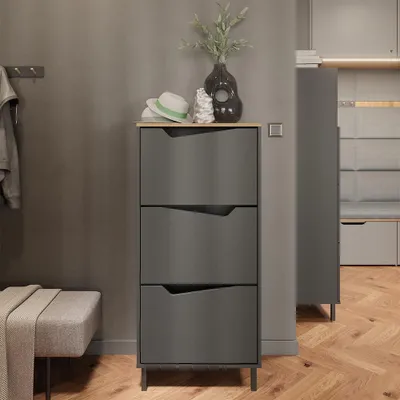 Image de Benne à chaussures Vicco Marelle Anthracite/Artisan 60x129.5cm avec 3 compartiments, Model 57862