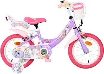 Produktbild von Volare Unicorn Kinderfahrrad - Mädchen - 14 Zoll - Lila - Zwei Handbremsen