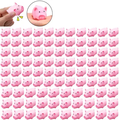 Produktbild von Mini Quietschschwein Bade Spielzeug 100er Set, schwimmende Gummischweinchen, für Baby & Kinder, Badewanne Spaß & Geschenkidee