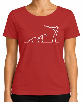 Imagen del producto de Camiseta para mujer, diseño "Linea Balum Strichmännchen" de Osvaldo Cavandoli, color rojo, talla S