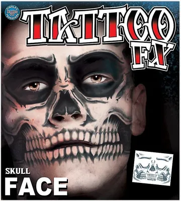 Produktbild von Totenkopf Gesicht Klebetattoo - Karneval Fasching