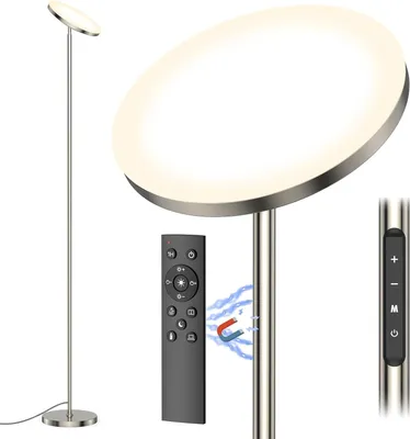 Produktbild von ANTENLICHT 30W Deckenfluter LED Dimmbar Nickel  3330lm Moderne Stehlampe LED mit Fernbedienung Stehleuchte Wohnzimmer mit 4 Farbtemperatur 1H Timer