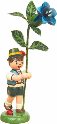Zdjęcie produktu dla Hubrig folk art "Kwiatowe dzieci chłopiec z gencjaną - 11cm