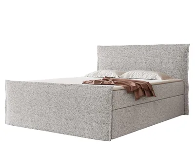 Produktbild von Boxspringbett LIZIO 180x200 Ohren-Kopfteil Bettkasten Bonellmatratze Hellgrau