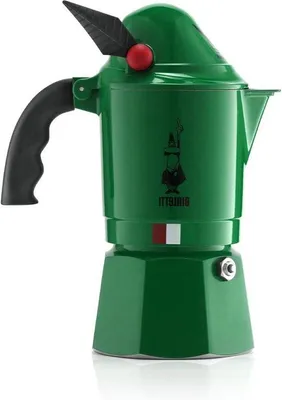 Zdjęcie produktu dla Kompaktowy zestaw do espresso, 3 filiżanki, 130 ml, zielony, aluminium