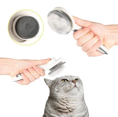 Image de Brosse autonettoyante pour animaux de compagnie, idéale pour les chats et les chiens : élimine les poils