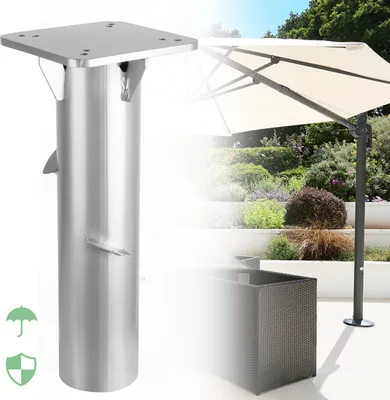 Image de Jopassy 16 cm Support pour parasol argenté Parasol de jardin Plaque de base universelle Parasol