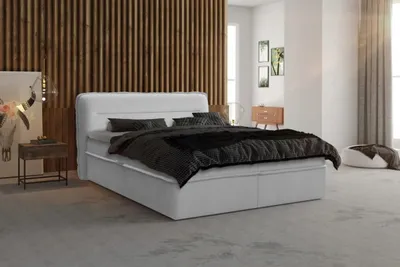 Produktbild von Boxspringbett, dekoratives Kopfteil, große Ablagefläche, bis zu zwei Bettkästen, elegante Ziernähte, Härtegrad H2-H3, Bett, Kontinentalbett, Hochbett, ideal für jedes Schlafzimmer -  Askim 160x200 (Grau)