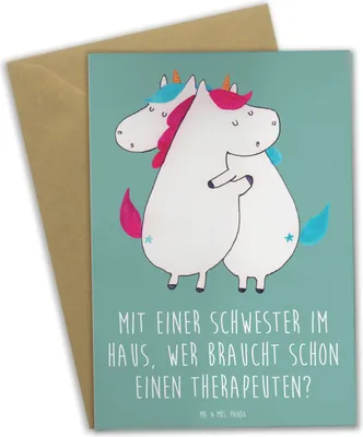 Produktbild von Mr. & Mrs. Panda Grußkarte Schwester Glück - Meeresbrise - Geschenk, einzigartige Designs, hochzeitskarten, Schwesterbeziehung, Familiengeschenk, Beileidskarte, Verwandte