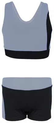 Produktbild von Aquarti Mädchen Sport Bikini - Racerback Bustier & Badehose, Farbe: Schwarz / Grau, Größe: 134