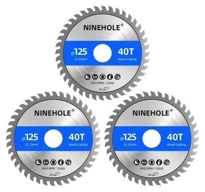 Image de 3 disques de tronçonnage de 125 mm pour meuleuse d'angle, 40 dents, pour bois et plastique