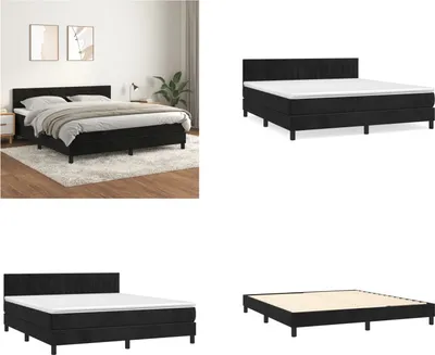 Imagen del producto de vidaXL Base de cama con somier y colchón, color , 160x200 cm, tapizado en terciopelo - Base de cama con somier - Camas con somier - Cama - Muebles de dormitorio