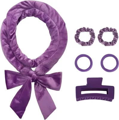 Produktbild von Samt-Lockenband für Locken ohne Hitze, weicher Lockenwickler für Locken über Nacht, 70 Zoll, Set mit 6 Lockenwicklern ohne Hitze, Violett
