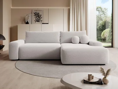 Produktbild von Masseno Ecksofa RUOTA mit Schlaffunktion L-Form, Sofa mit Bettkasten, Wohnzimmersofa, Couch, Soffa, Bettsofa, Couchgarnitur- Grau, LAMBI 9