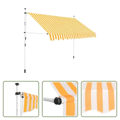 Immagine prodotto di The Living Store Tenda da sole retrattile a mano 250 cm a righe arancioni/bianche