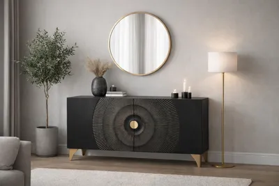 Produktbild von Sunset Sideboard Mangoholz 4 Türen schwarz