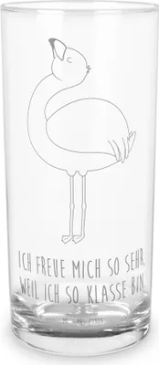 Produktbild von Mr. & Mrs. Panda Longdrinkglas Flamingo Stolz 400 ml - Transparent - Geschenk, Glasbecher, Selbstakzeptanz, Tumbler, Wasserglas, Cocktailglas, Beste Freundin, Glas