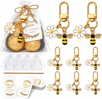 Productafbeelding van Set van 6 sleutelhangers met organzakjes, geschikt voor babyshowers en geboortes