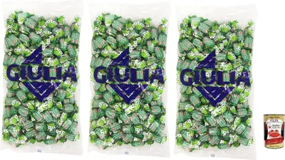 Produktbild von GIULIA Mentapiù Original Caramelle alla menta, Münzbonbons, lollies Süßigkeiten 3x 1000g + Italian Gourmet polpa 400g