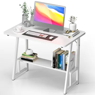 Immagine prodotto di Scrivania per computer con 1 ripiano, dimensioni 80x50x73 cm, colore bianco