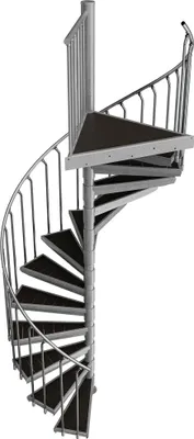 Produktbild von Spindeltreppe Ø 160 cm | Höhen: 252-269 cm | 13 Stufen, ein Podest | WPC-Stufenbelag, Feuerverzinkt