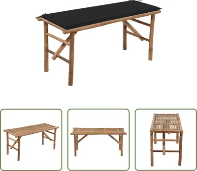 Immagine prodotto di The Living Store Panca da giardino pieghevole con cuscino 118 cm in bambù