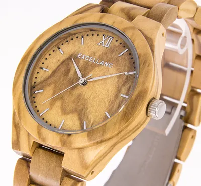 Produktbild von Excellanc Holzuhr Uniuhr Olivenholz