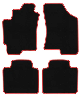 Obrázek produktu pro Velurové autokoberce pro: Hyundai Elantra III 2000-2006 (sedan) – sada 4 ks, černo-červené, na míru – Wielganizator CARLUX