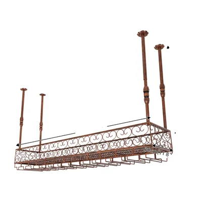 Obrázek produktu pro Stropní vinotéka, nastavitelná výška 35-55 cm, pojme 12 lahví , bronz-120cm