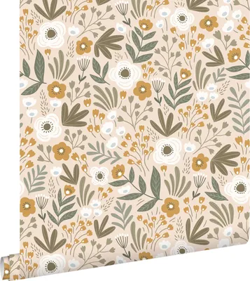 Produktbild von ESTAhome Tapete Blumen Graugrün und Braun 50 x 900 cm