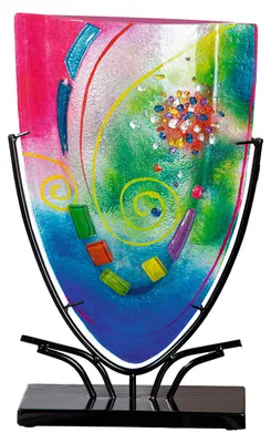 Productafbeelding van Casablanca vaas, ovaal, kleur: cool blauw/roze, hoogte: 49 cm, artikelnummer: 59285