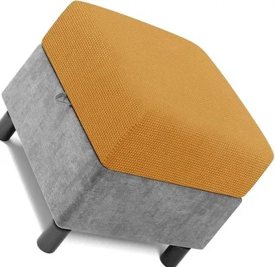 Image de Housse en tissu jacquard - Protection pour pouf - Tissu extensible - 80 x 80 cm - Or