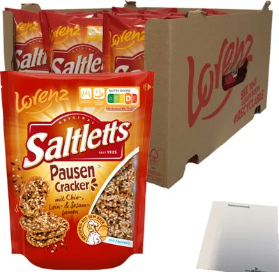 Produktbild von Lorenz Saltletts Pausen Cracker mit Chia-Lein und Sesam-Samen 16er Pack (16x100g Packung)  + usy Block