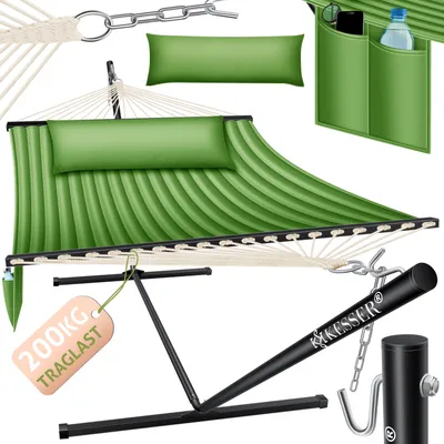 Produktbild von KESSER® Hängematte HILL mit Gestell Kissen Doppelhängematte für 2 Personen-Stabiler Rahmen -200kg Belastbarkeit Indoor & Outdoor XXL Hängesessel Doppel Mehrpersonen Garten Pool Balkon Terrasse