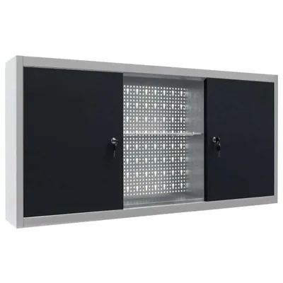 Immagine prodotto di vidaXL Armadio a muro per attrezzi in stile industriale in metallo grigio e nero