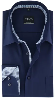 Produktbild von Karohemd marineblau Venti Comfort-Fit halbweiter Kragen bügelfrei