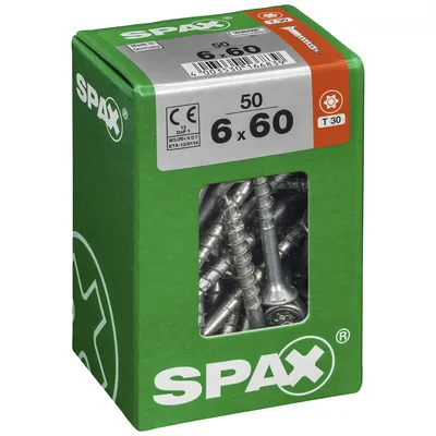 Obrázok produktu pre Univerzálna skrutka SPAX, 6 x 60 mm, 50 kusov, s čiastočným závitom, so zápustnou hlavou, T-STAR plus T30, 4CUT, WIROX - 4191010600607
