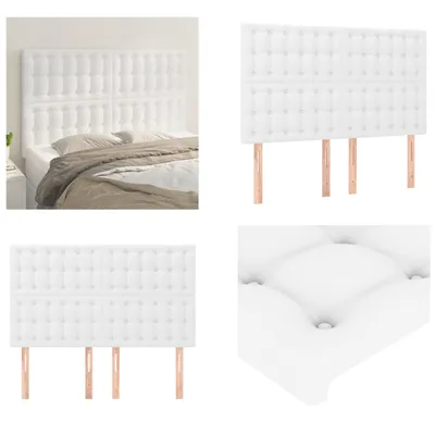 Produktbild von vidaXL Kopfteile 4 Stk. Weiß 72x5x78/88 cm Kunstleder - Kopfteil - Kopfteile - Bett-Kopfteil - Bettkopfteil
